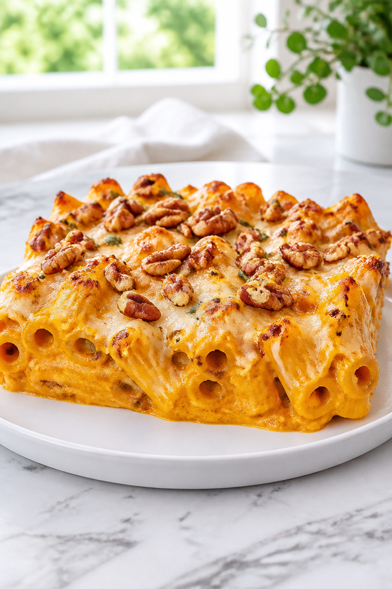 Baked Ziti Pumpkin Sage Cream Sauce
