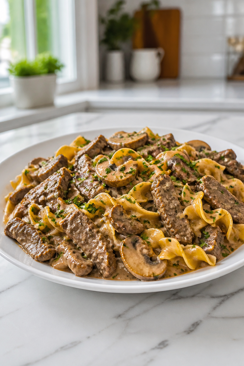 Beef Stroganoff Egg Noodle Skillet