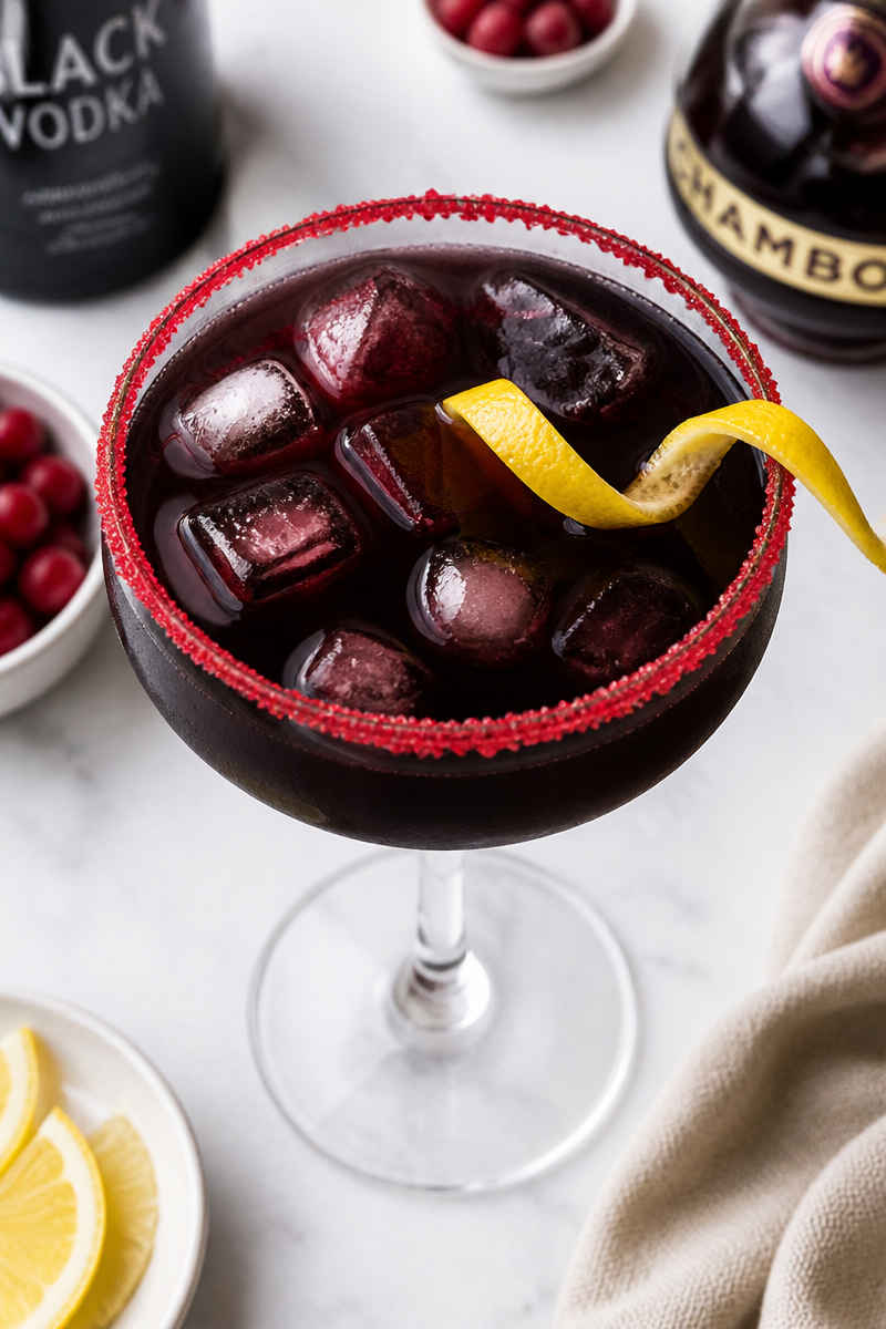 Black Vodka Chambord Halloween Cocktail Black Vodka Chambord Halloween Cocktail