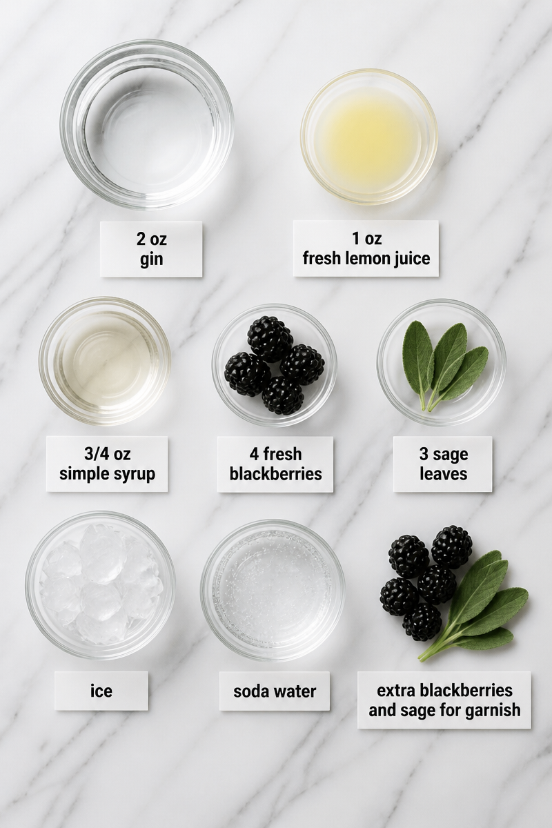Blackberry Sage Gin Fizz Cocktail