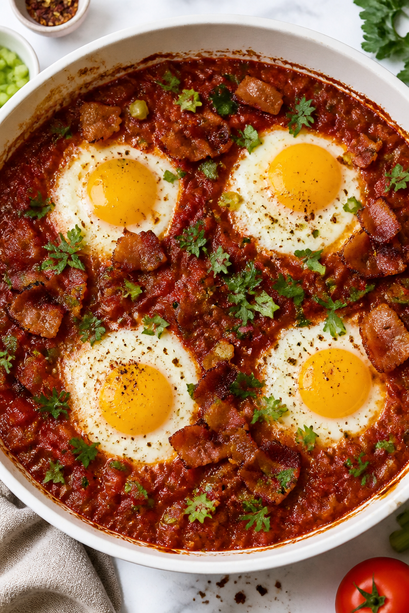 Bloody Mary Baked Egg Shakshuka