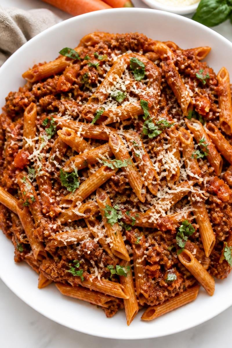 Bolognese Sauce Carrot Whole Wheat Pasta