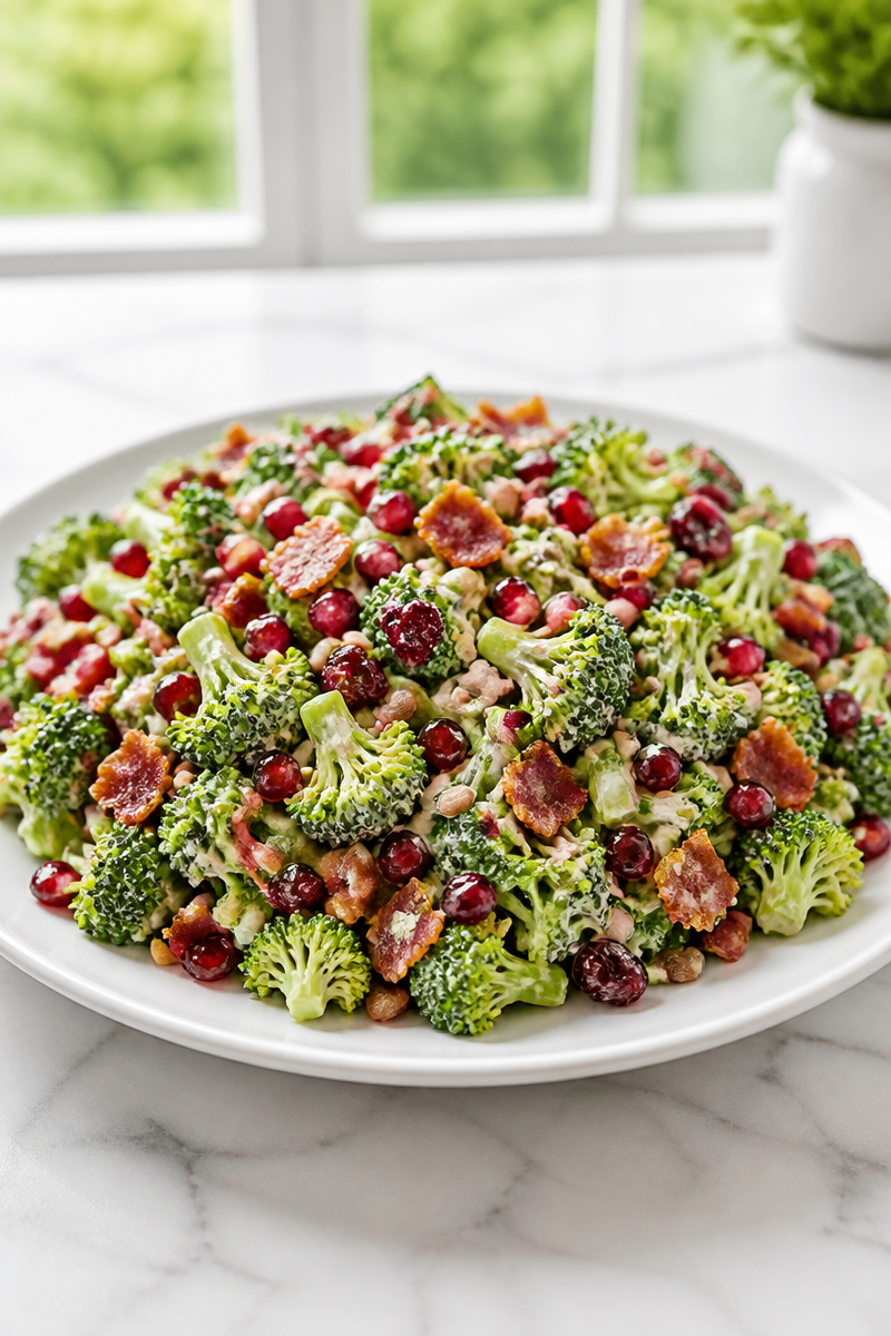 Broccoli Pomegranate Bacon Cranberry Salad Broccoli Pomegranate Bacon Cranberry Salad