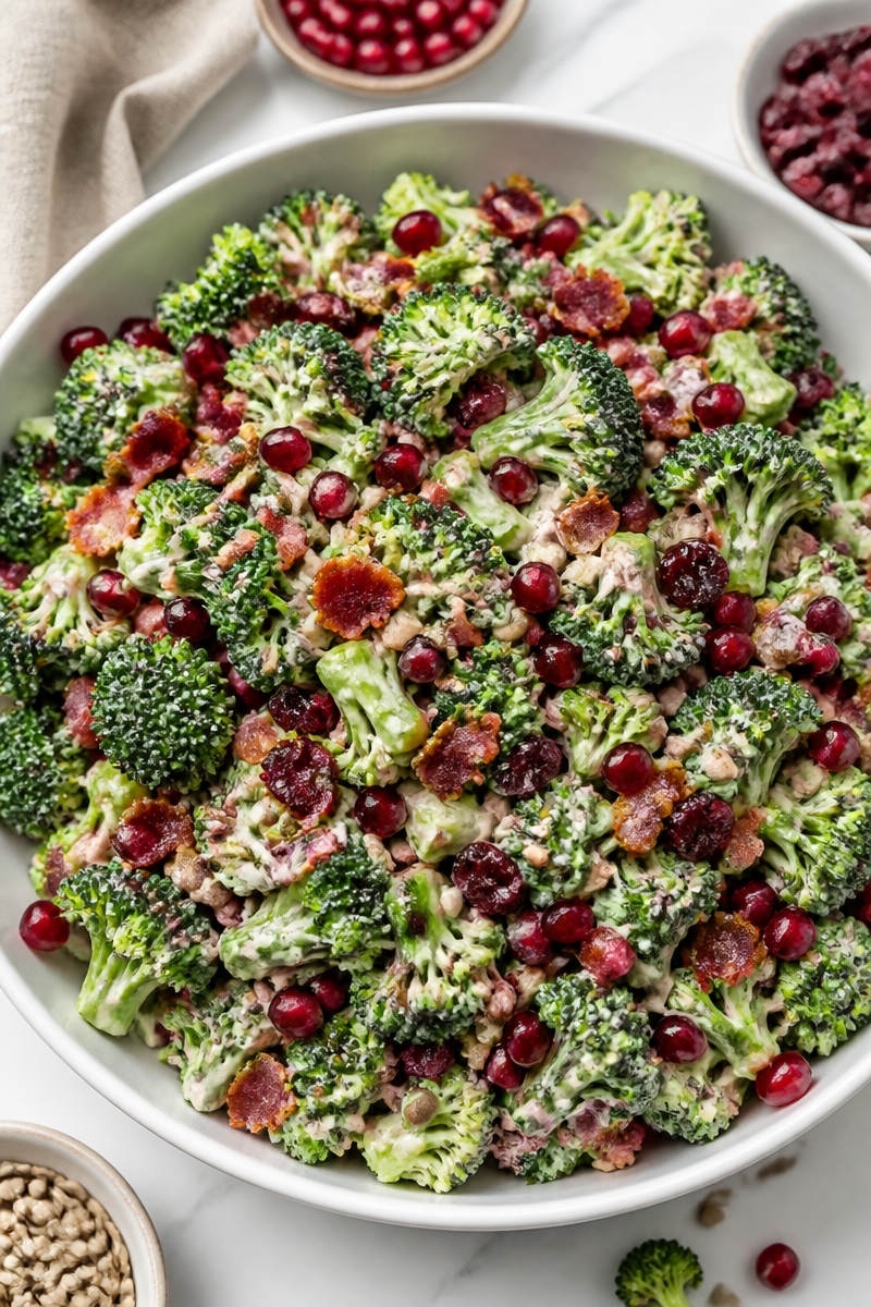 Broccoli Pomegranate Bacon Cranberry Salad Broccoli Pomegranate Bacon Cranberry Salad