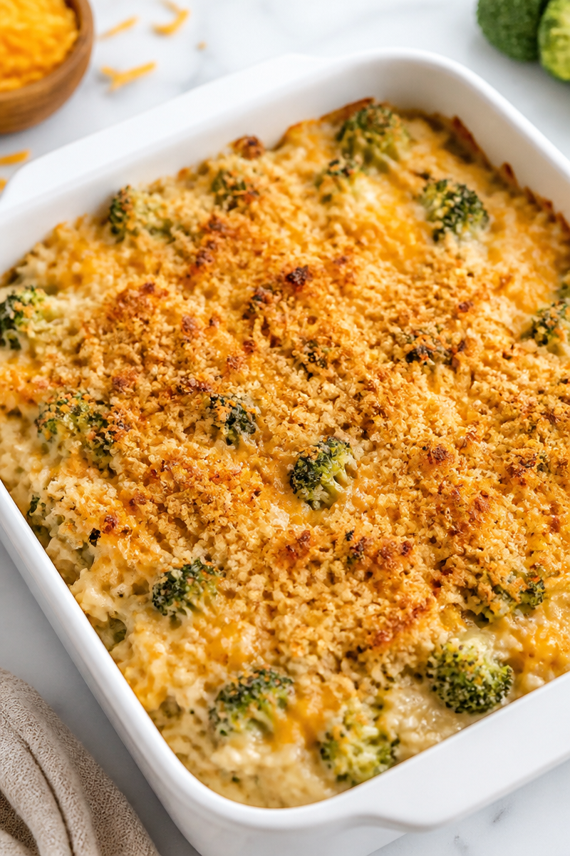 Broccoli Rice Cheddar Casserole Humble Classic