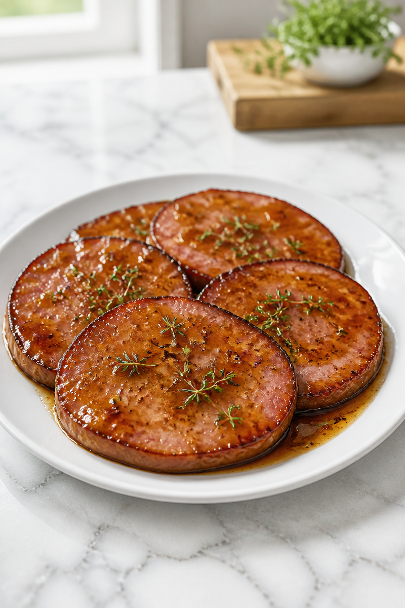 Brown Sugar Bourbon Glazed Ham Steak