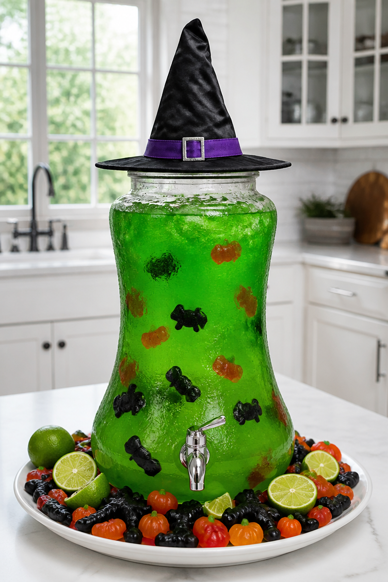 Bubbling Witch Hat Dispenser Green Punch Bubbling Witch Hat Dispenser Green Punch