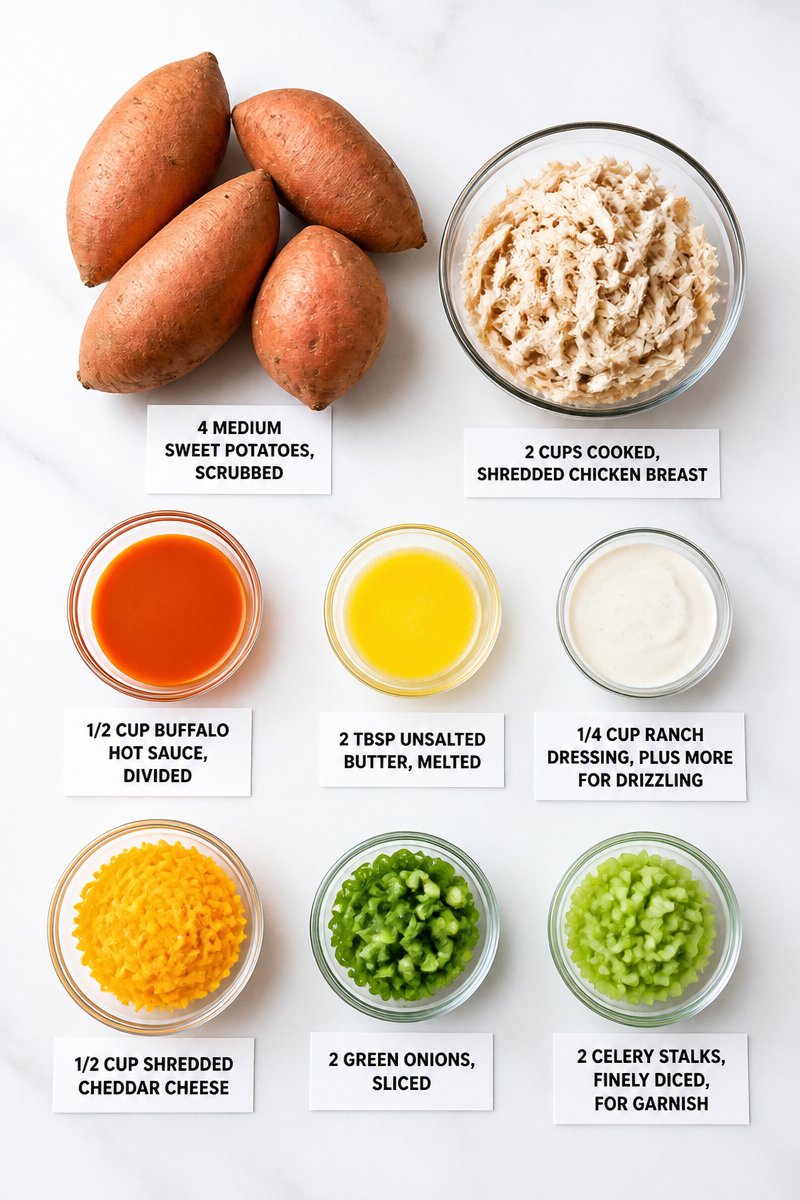 Buffalo Chicken Stuffed Sweet Potato Bowl