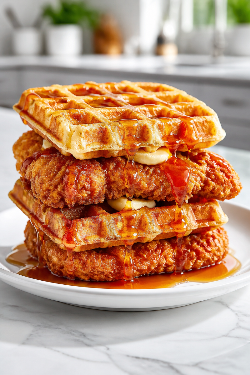 Buttermilk Fried Chicken Waffle Sandwich