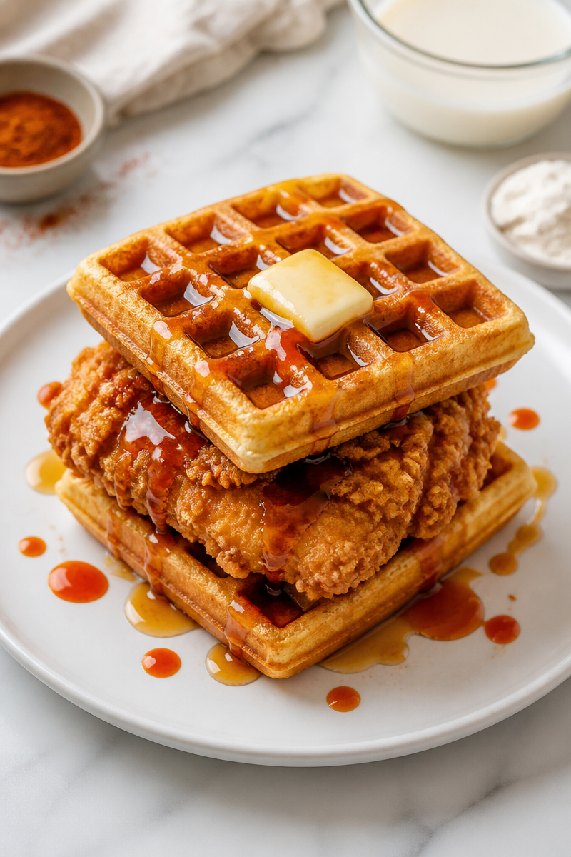 Buttermilk Fried Chicken Waffle Sandwich