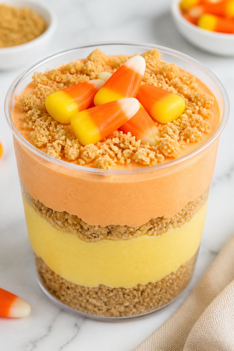 Candy Corn Cheesecake Trifle Layered Cup Candy Corn Cheesecake Trifle Layered Cup