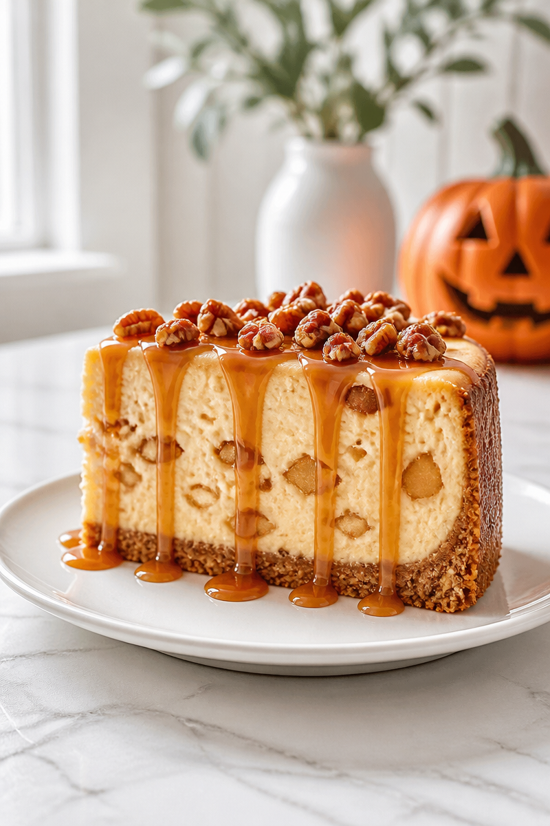 Caramel Apple Cheesecake Halloween Slice Caramel Apple Cheesecake Halloween Slice