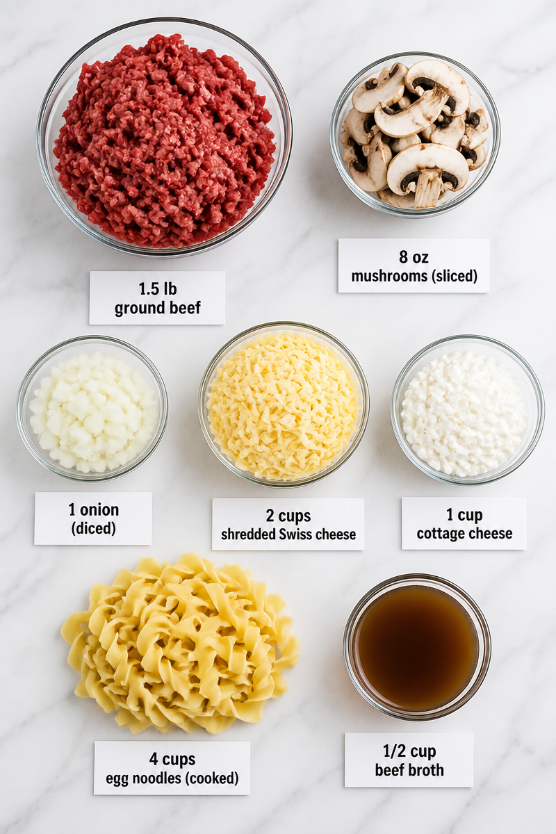 Cheesy Mushroom Swiss Burger Casserole Dinner Cheesy Mushroom Swiss Burger Casserole Dinner