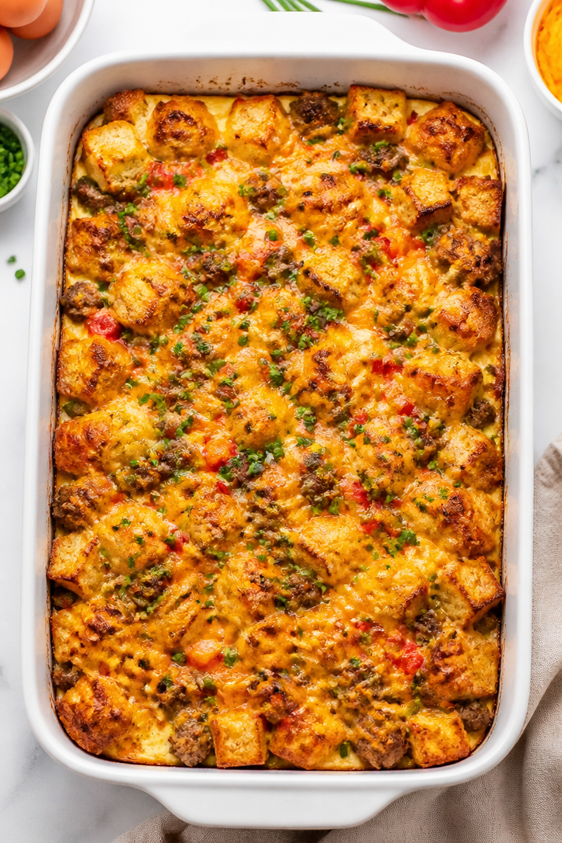 Cheesy Sausage Baked Breakfast Casserole