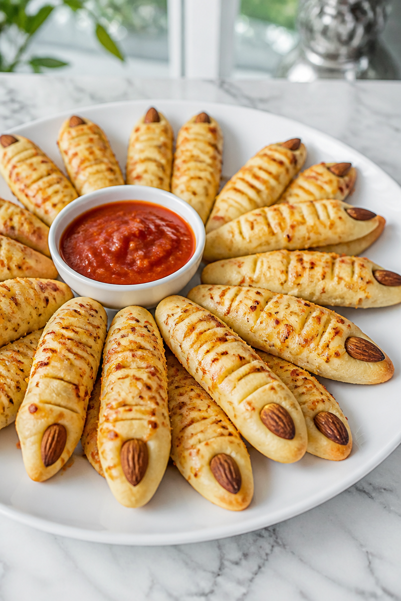 Cheesy Witch Finger Breadstick Snack Cheesy Witch Finger Breadstick Snack