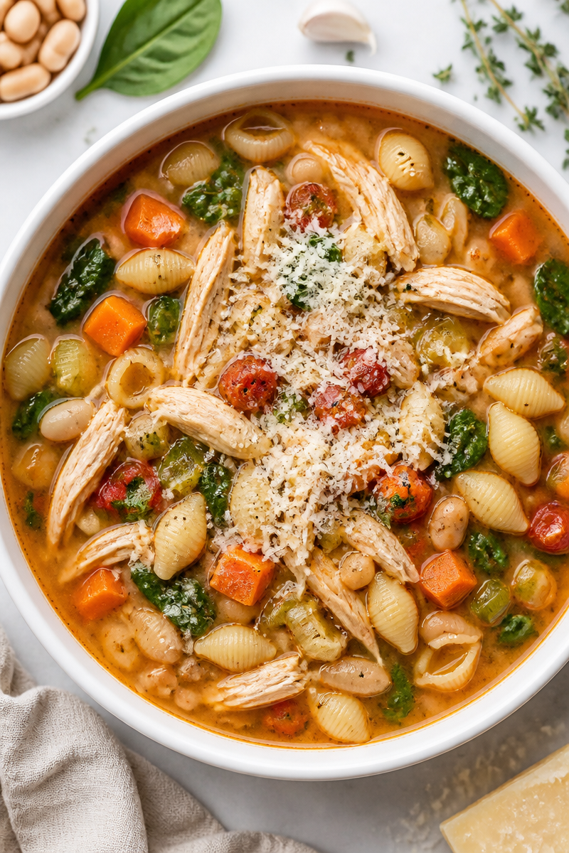 Chicken Minestrone Vegetable Bean Soup
