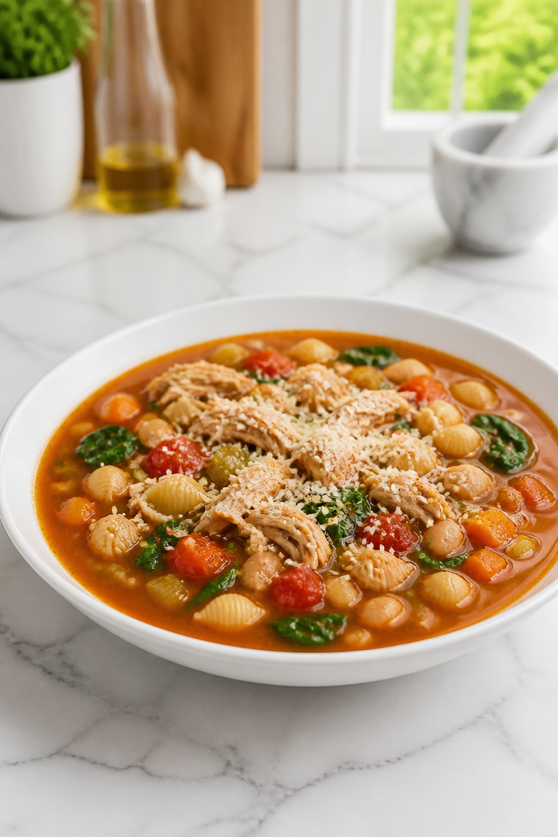 Chicken Minestrone Vegetable Bean Soup