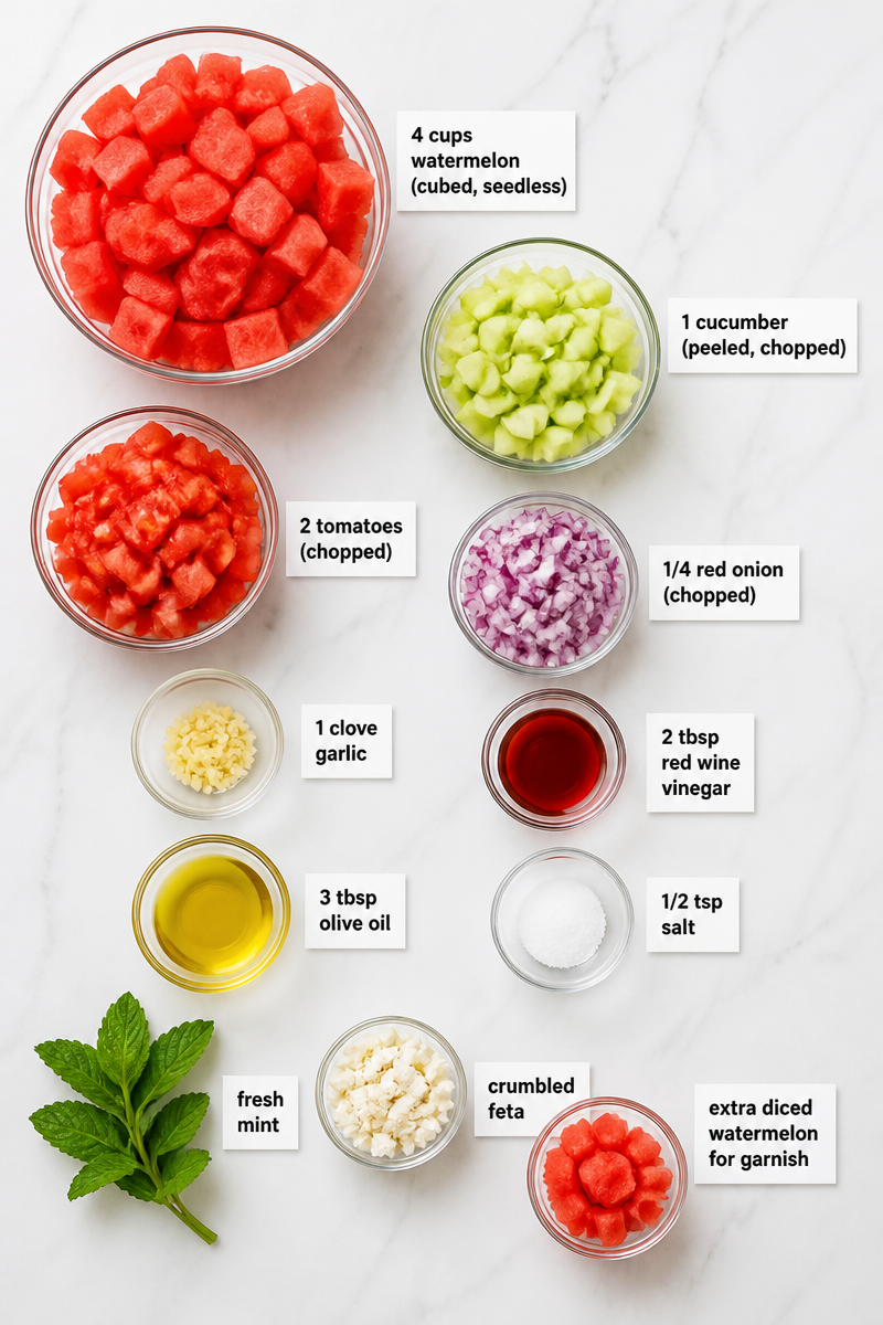 Chilled Watermelon Gazpacho Soup Bowl
