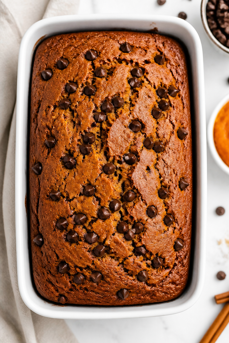 Chocolate Chip Pumpkin Bread Loaf