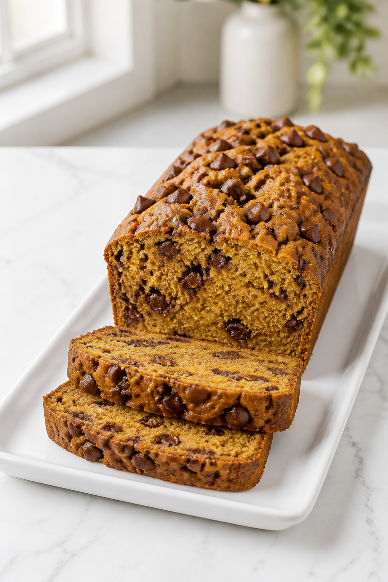 Chocolate Chip Pumpkin Bread Loaf