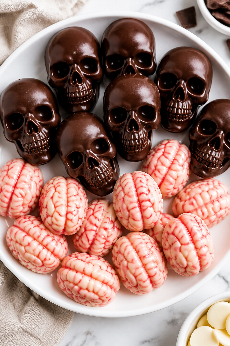 Chocolate Skull Brain Halloween Dessert Chocolate Skull Brain Halloween Dessert
