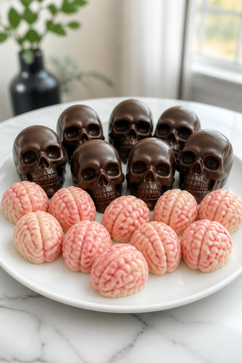 Chocolate Skull Brain Halloween Dessert Chocolate Skull Brain Halloween Dessert