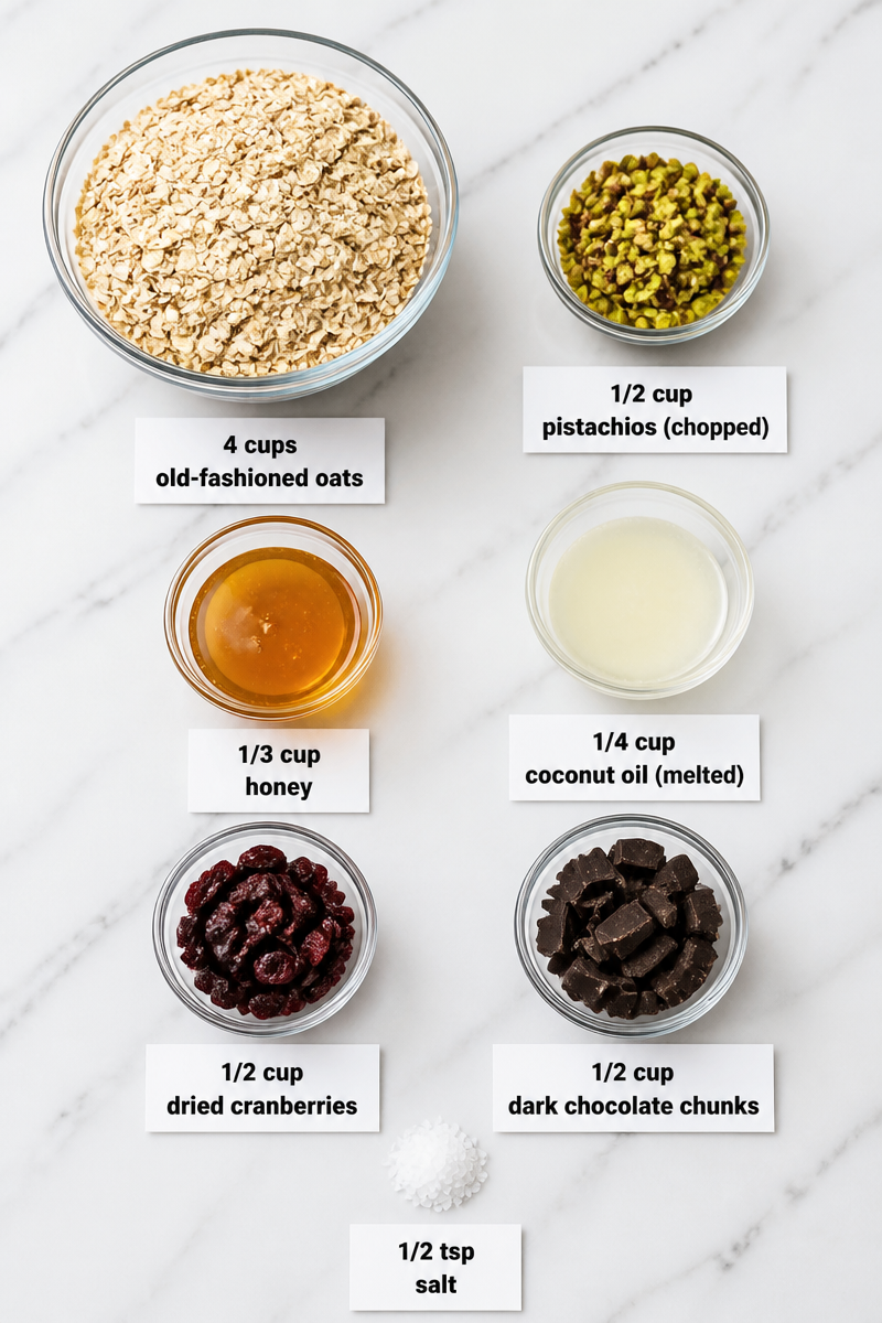 Cranberry Pistachio Dark Chocolate Granola