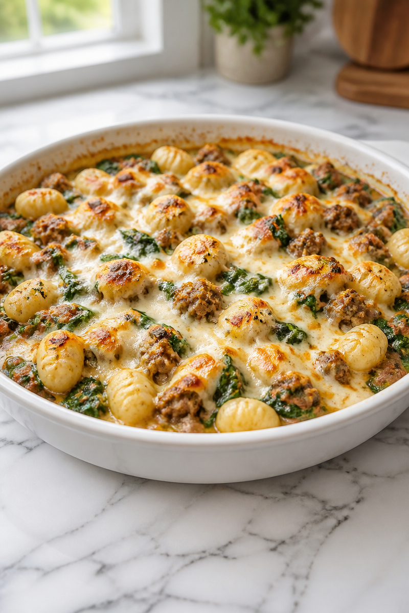 Creamy Baked Gnocchi Sausage Spinach