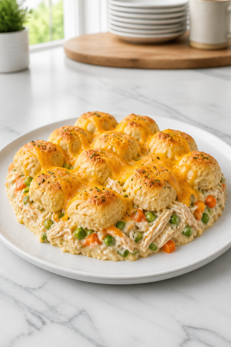 Creamy Chicken Biscuit Casserole Flaky Top Creamy Chicken Biscuit Casserole Flaky Top