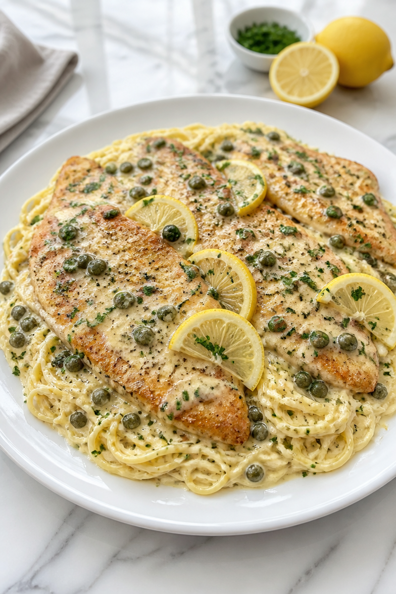 Creamy Chicken Piccata Lemon Caper Pasta Creamy Chicken Piccata Lemon Caper Pasta