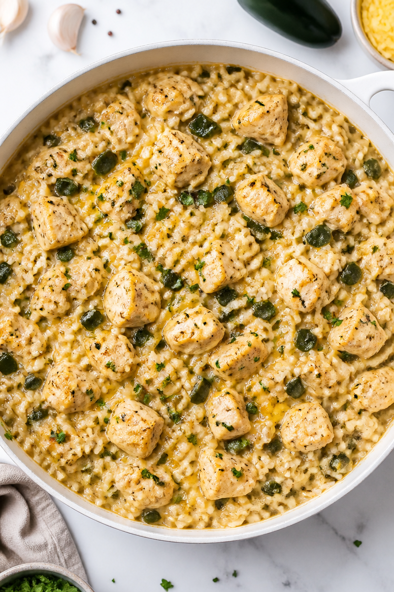 Creamy Chicken Poblano Rice Skillet Creamy Chicken Poblano Rice Skillet