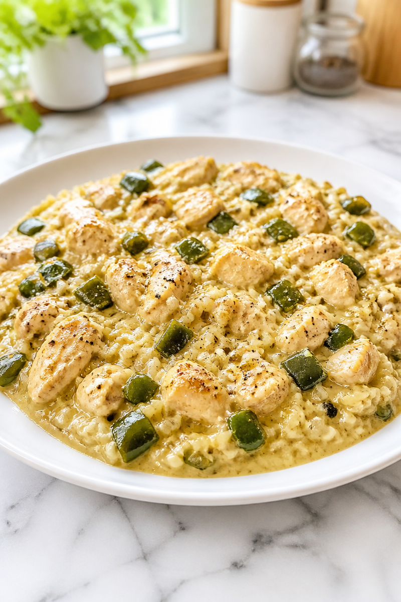 Creamy Chicken Poblano Rice Skillet Creamy Chicken Poblano Rice Skillet