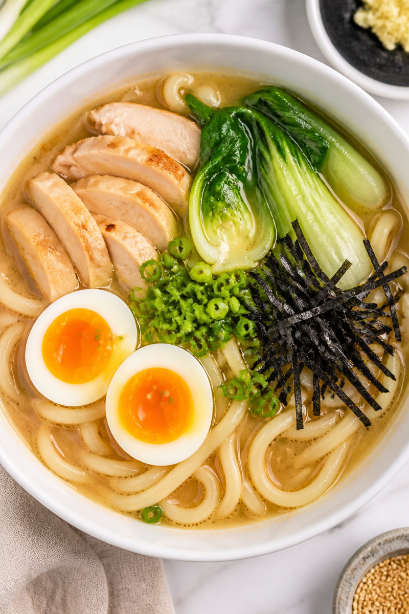 Creamy Chicken Udon Noodle Soup