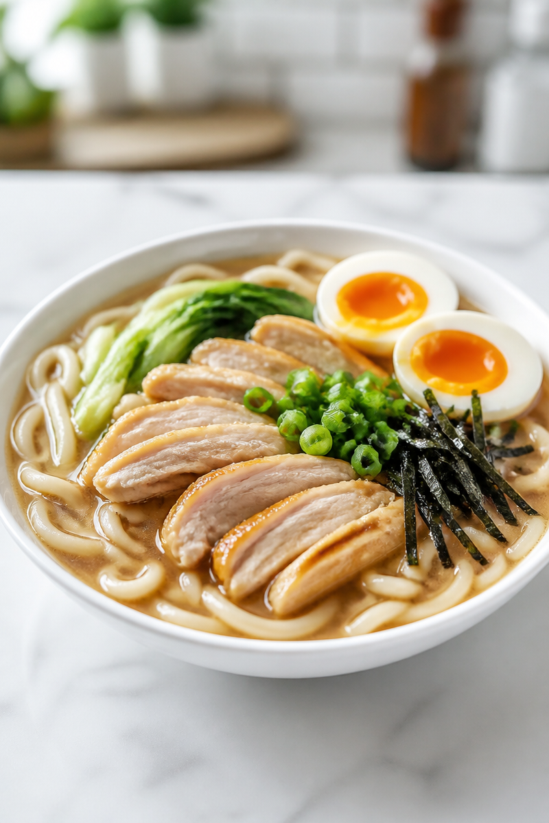 Creamy Chicken Udon Noodle Soup