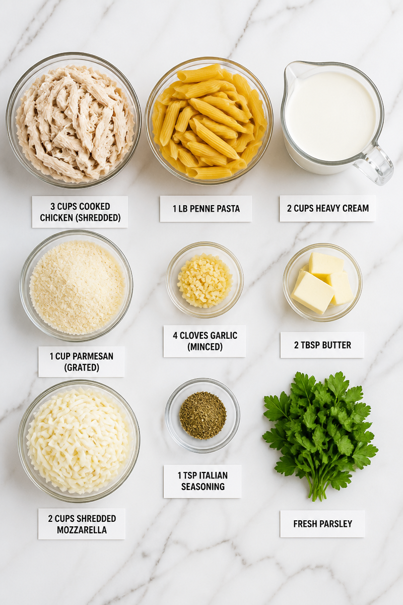Creamy Garlic Herb Chicken Alfredo Bake