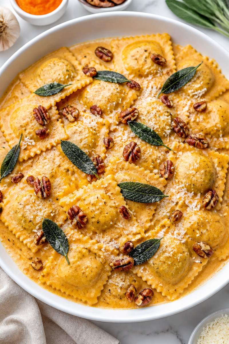 Creamy Pumpkin Alfredo Ravioli Dinner Creamy Pumpkin Alfredo Ravioli Dinner