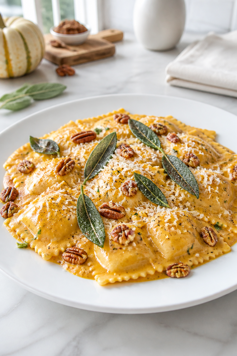 Creamy Pumpkin Alfredo Ravioli Dinner Creamy Pumpkin Alfredo Ravioli Dinner
