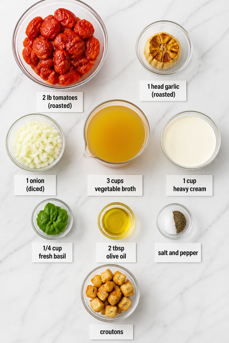 Creamy Roasted Garlic Tomato Basil Bisque