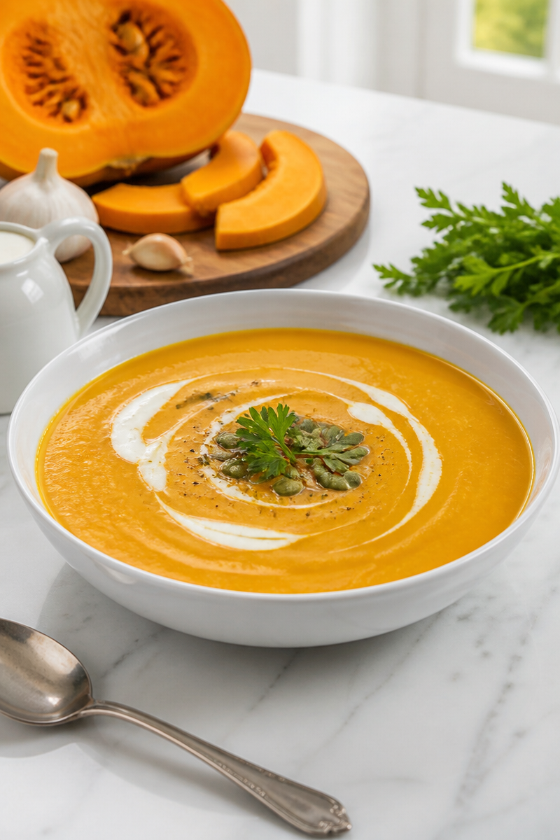 Creamy Roasted Pumpkin Soup Bowl Creamy Roasted Pumpkin Soup Bowl