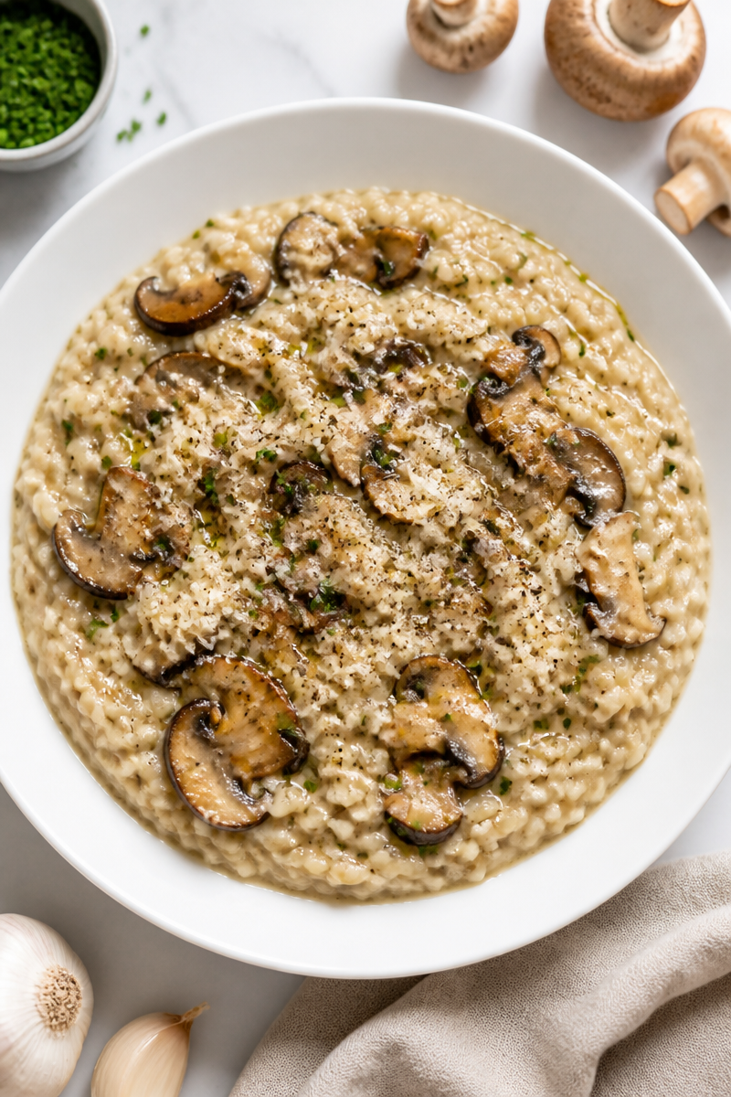 Creamy Truffle Mushroom Risotto Bowl