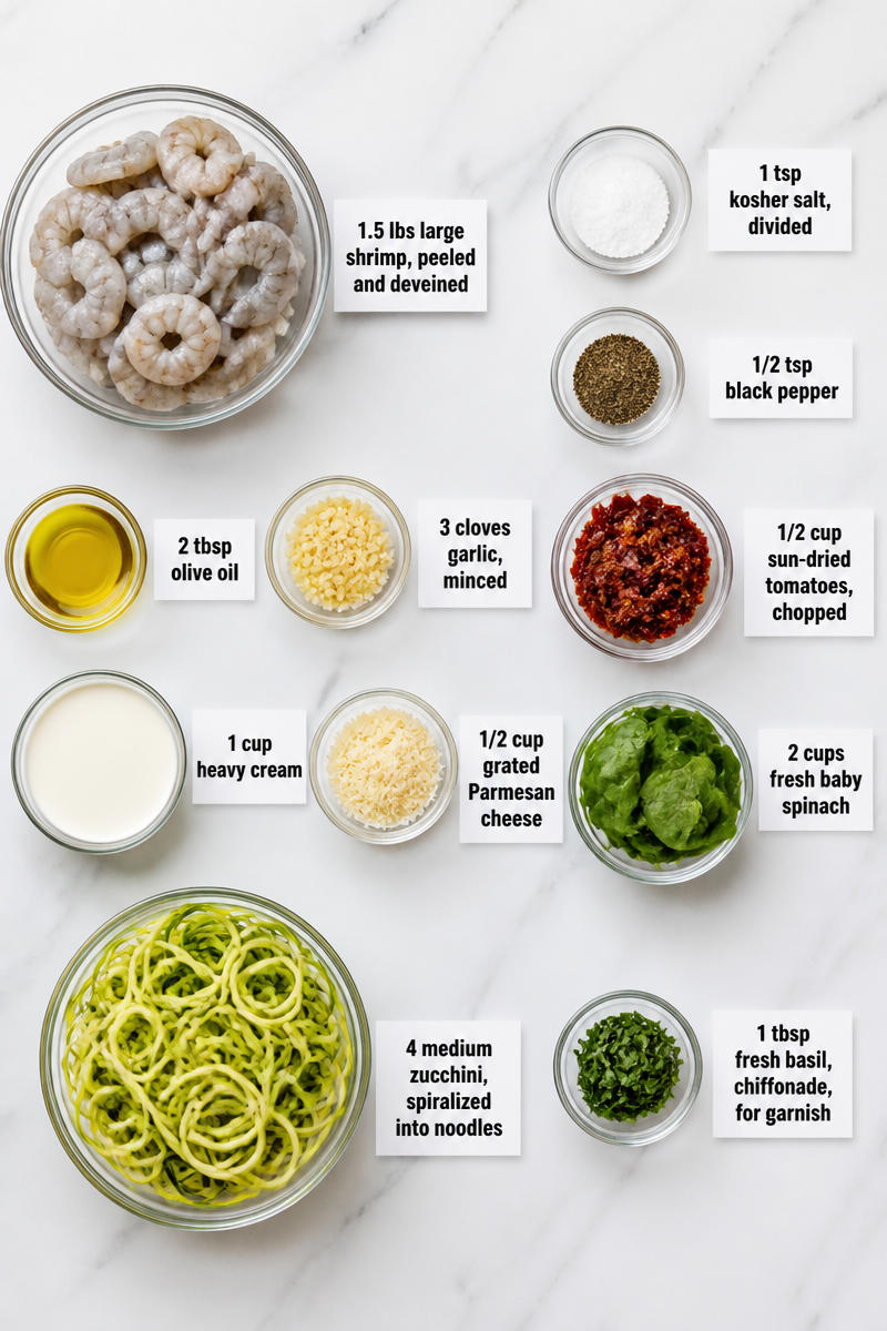 Creamy Tuscan Shrimp Zucchini Noodle