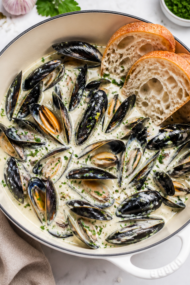Creamy White Wine Garlic Mussel Pot Creamy White Wine Garlic Mussel Pot