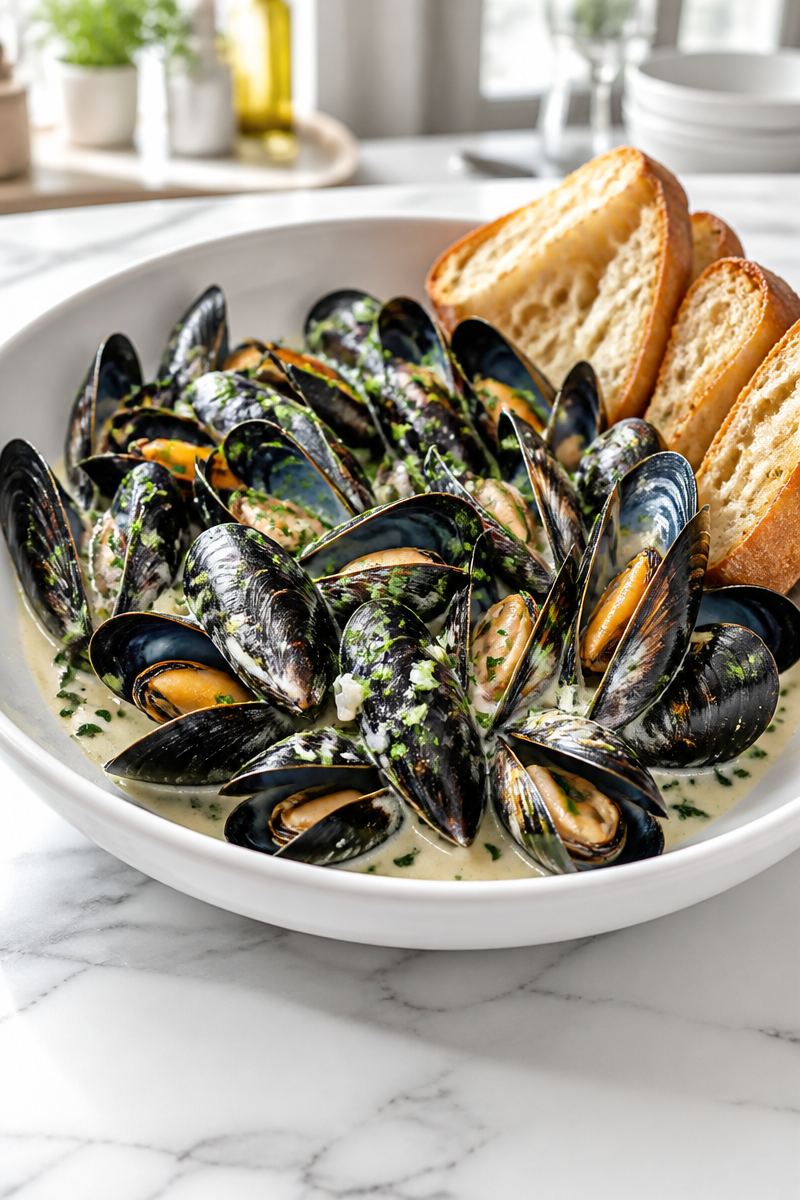 Creamy White Wine Garlic Mussel Pot Creamy White Wine Garlic Mussel Pot