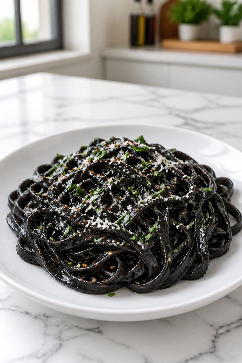 Creepy Black Squid Ink Pasta Creepy Black Squid Ink Pasta