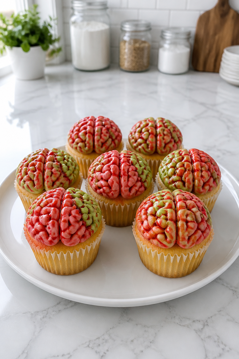 Creepy Brain Frosting Vanilla Cupcake Creepy Brain Frosting Vanilla Cupcake