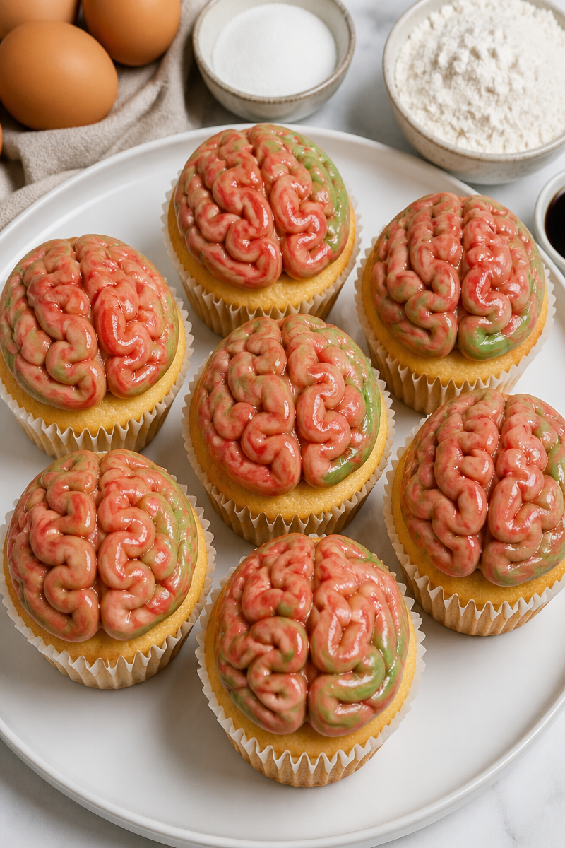 Creepy Brain Frosting Vanilla Cupcake Creepy Brain Frosting Vanilla Cupcake