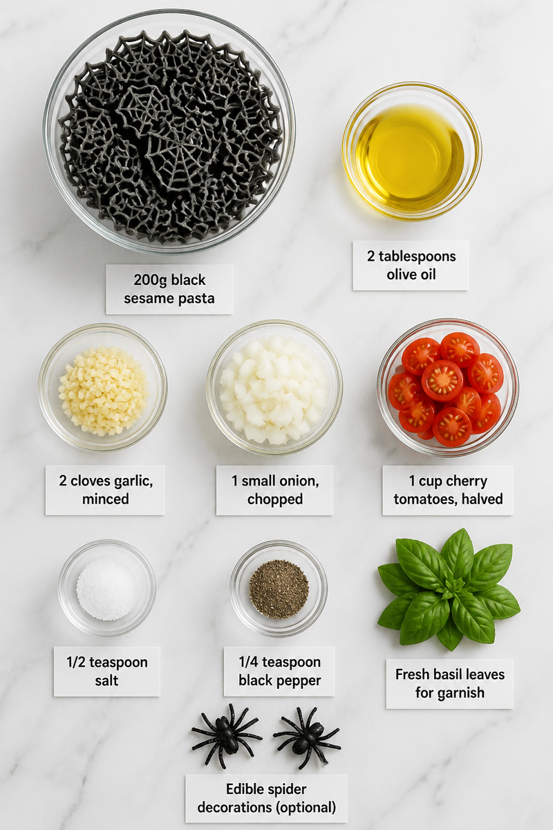 Creepy Spider Web Black Sesame Pasta Creepy Spider Web Black Sesame Pasta
