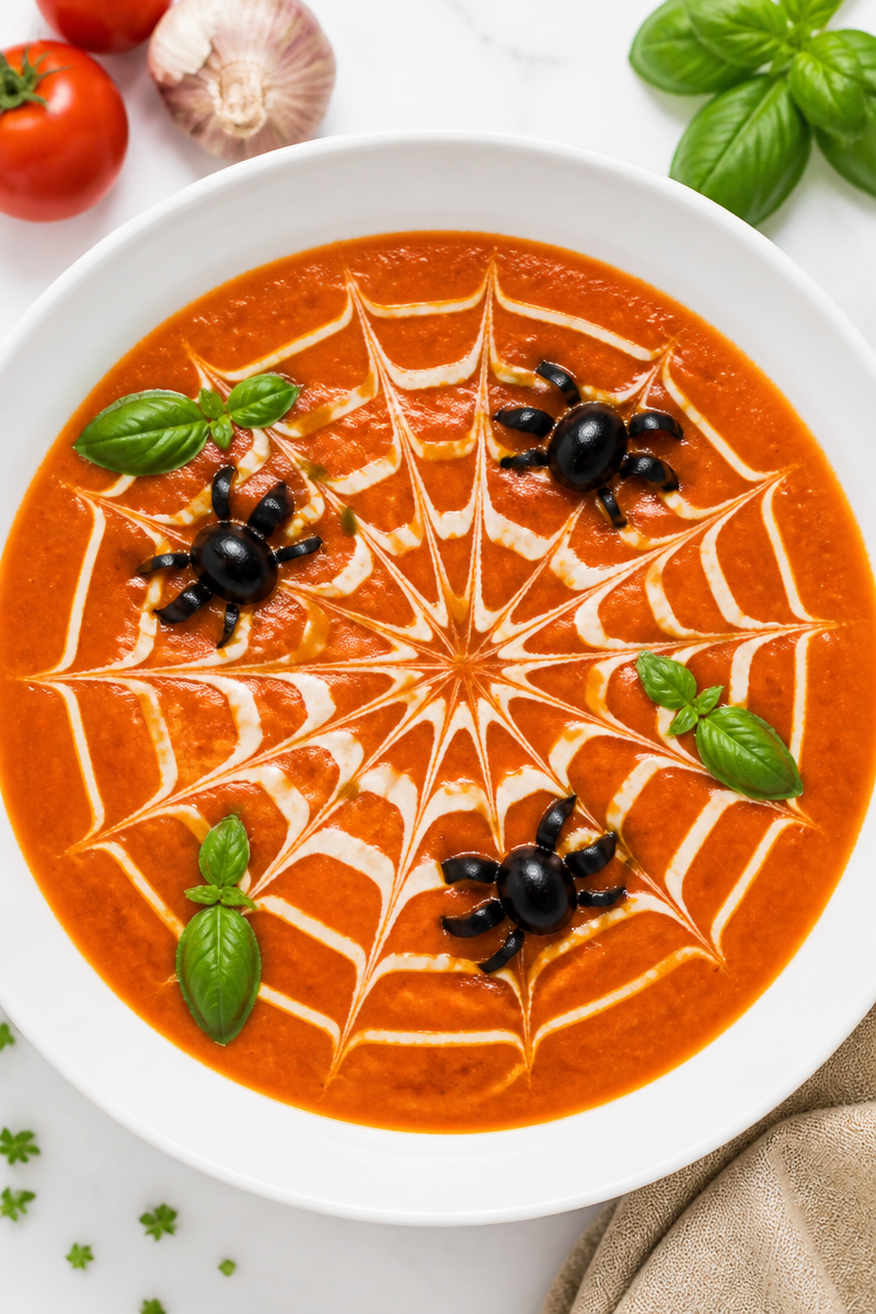 Creepy Spider Web Tomato Basil Soup Bowl Creepy Spider Web Tomato Basil Soup Bowl