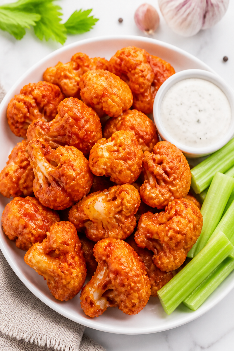 Crispy Baked Cauliflower Buffalo Bite