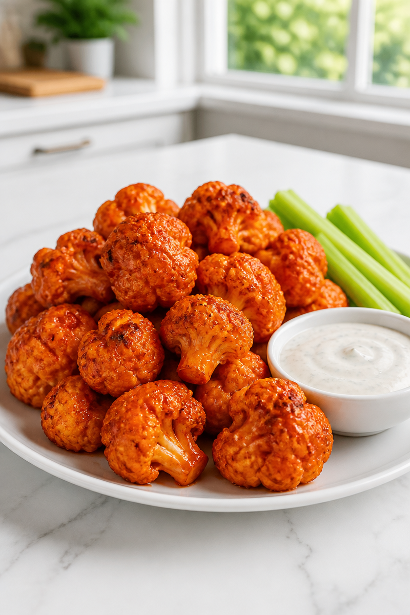 Crispy Baked Cauliflower Buffalo Bite